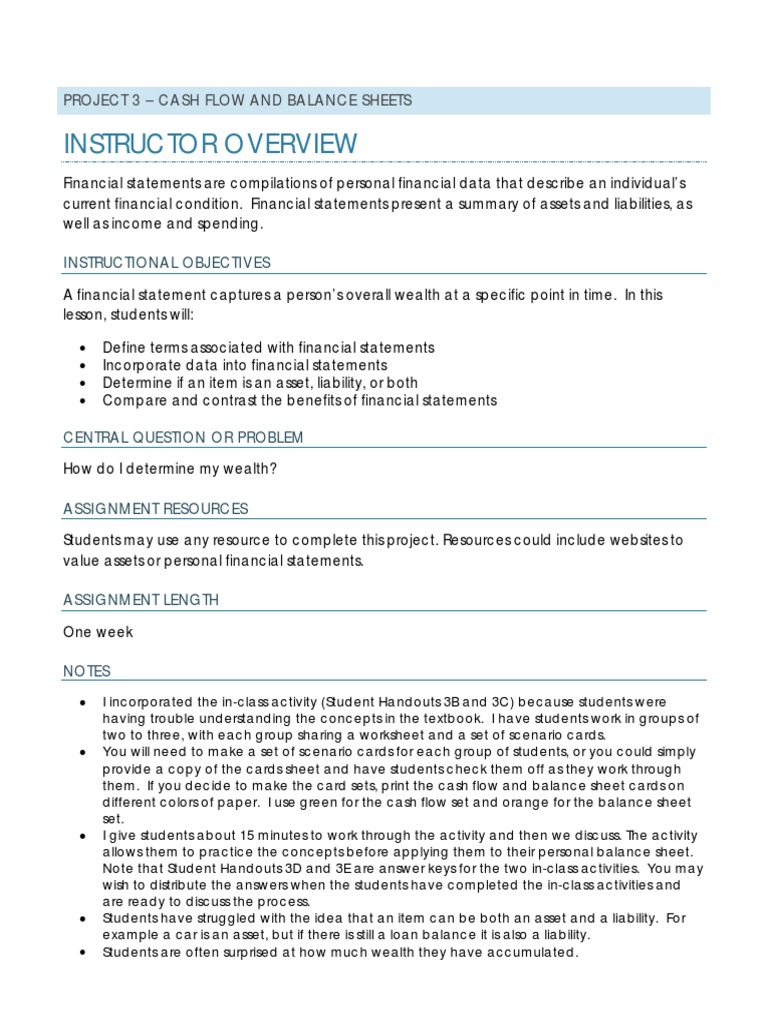 03 Cash Flow Balance Sheets | PDF | Expense | Balance Sheet