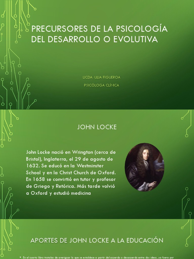 Precursores de la Psicología del desarrollo o evolutiva