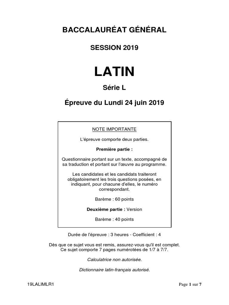 Série L Latin | PDF