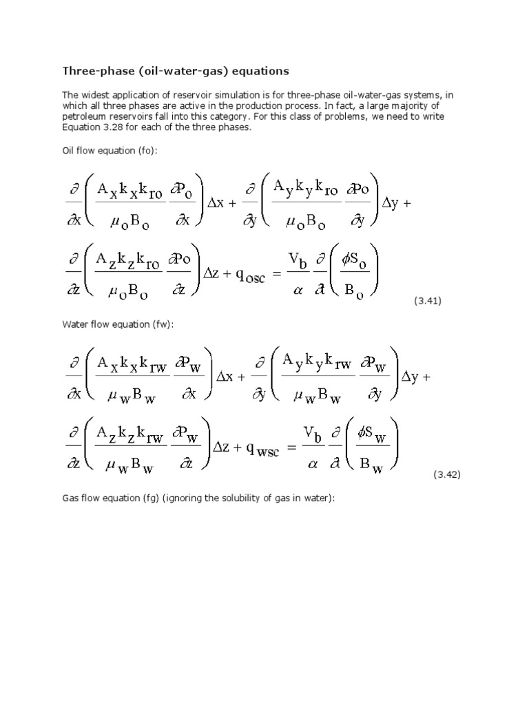 Reservoir Simulation for Engineers | PDF | Equations | Gases