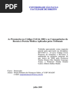 As Presunções No Código Civil de 2002 e as Consequências Da Recusa à Perícia Médica Aplicadas Pelos Tribunais - Livreto