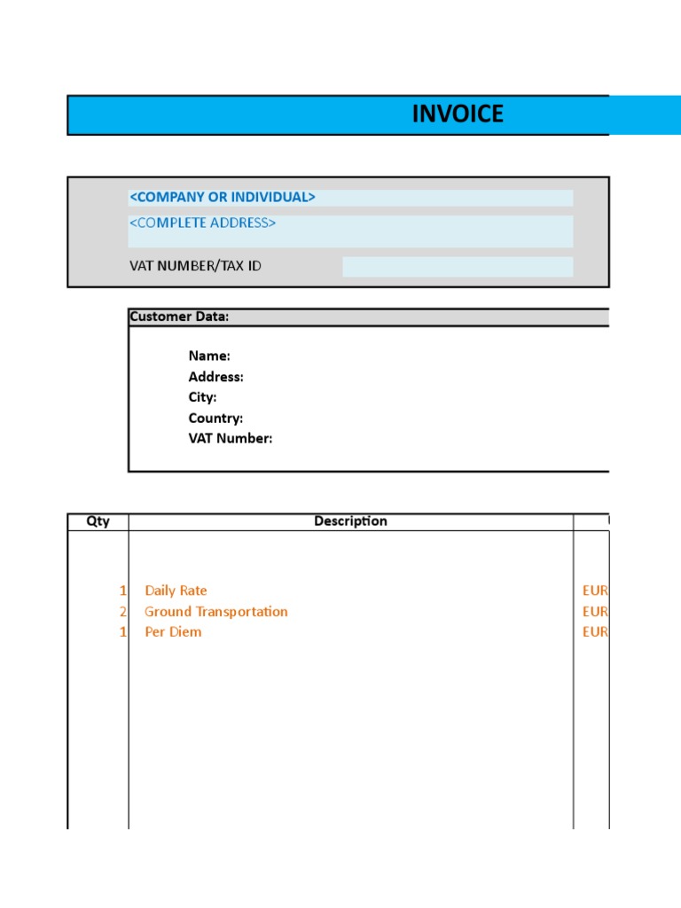 Per Diem Invoice Template PDF | PDF