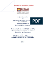 Adulteration in Various Tea Powders: GITAM Institute of Pharmacy GITAM (Deemed To Be University)