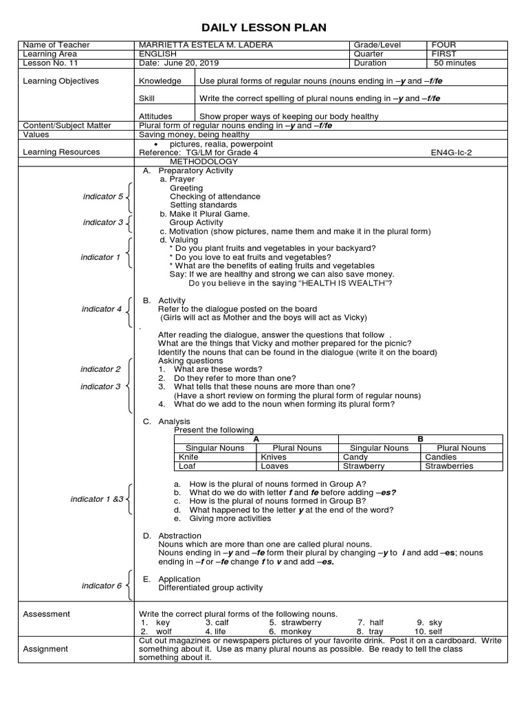 Grade 4 English Lesson on Plural Nouns | PDF | Plural | Noun