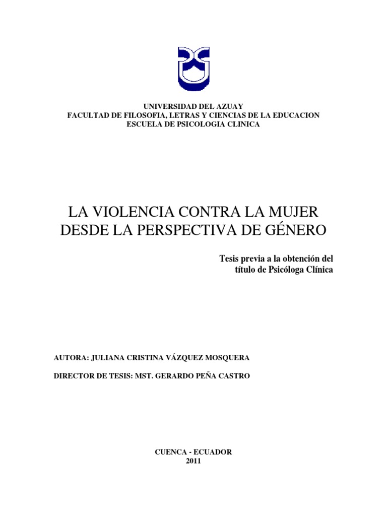 La Violencia Contra La Mujer Desde La Perspectiva de Género | PDF ...