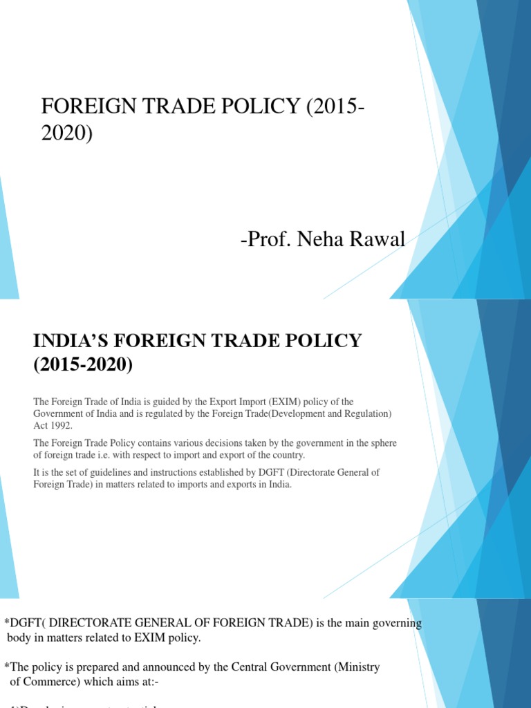 Foreign Trade Policy (20152020) PDF Exports Customs