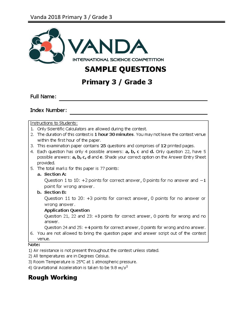 Vanda Grade 3 Science Sample Questions | PDF | Egg | Plants