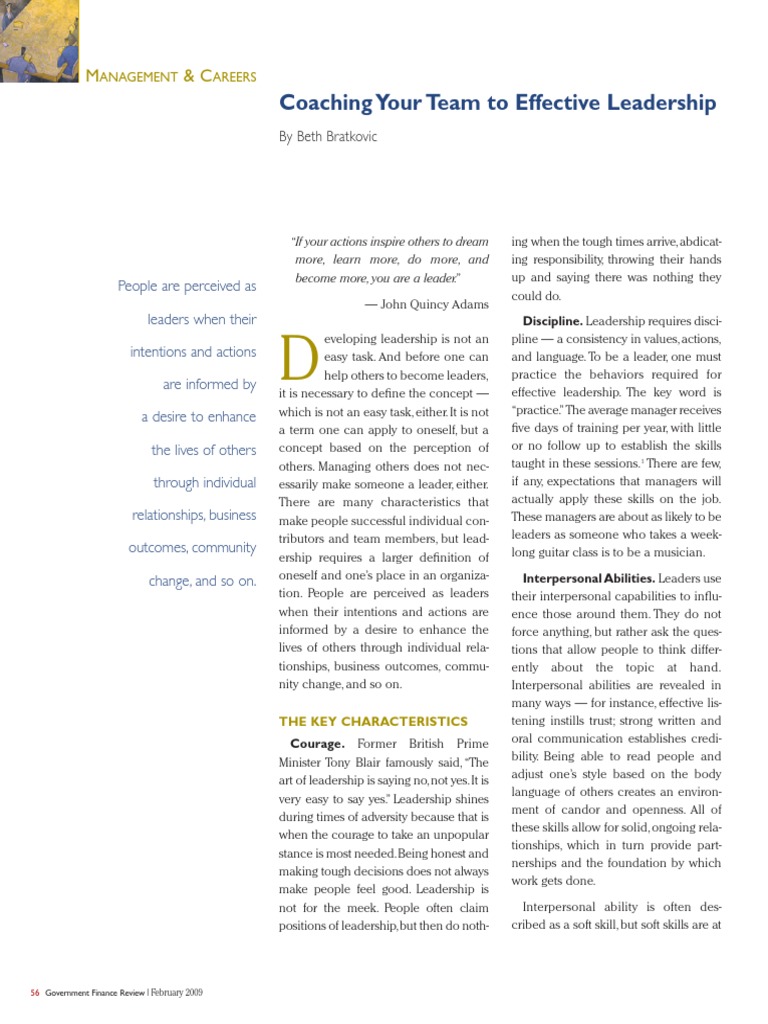 Coaching for Effective Leadership | PDF | Leadership | Organization ...