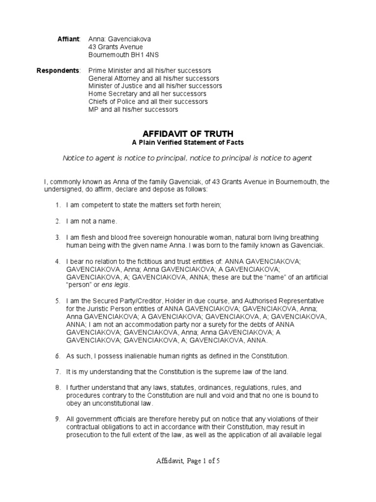 My Affidavit Notary Public Common Law