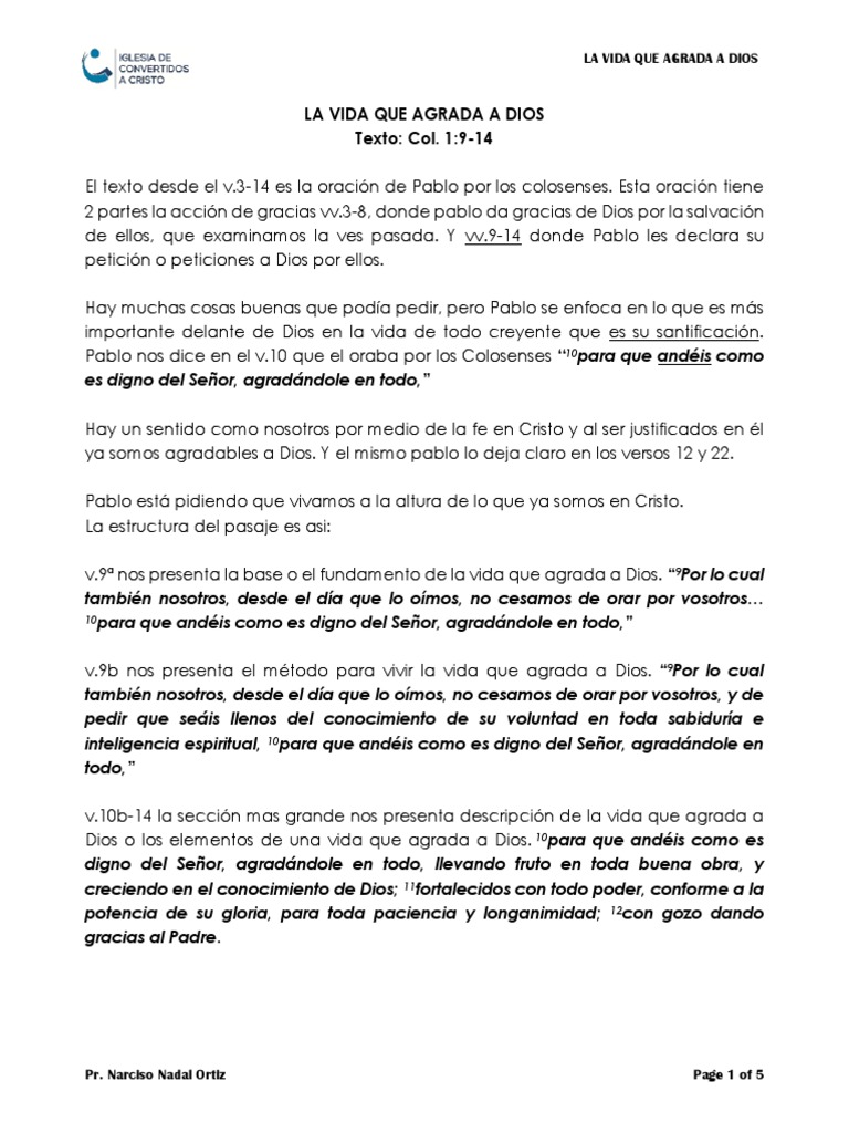 La Vida Que Agrada A Dios | PDF | Salvación | Dios
