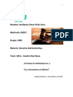 Actividad de Aprendizaje No. 3, Las Concesiones en Mexico, H. O. Peña V.