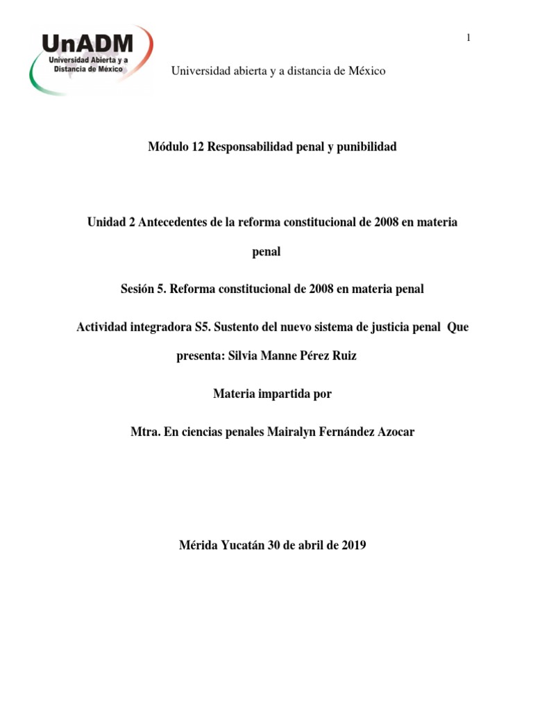 Reforma Penal 2008 en México: Impacto y Beneficios | PDF ...