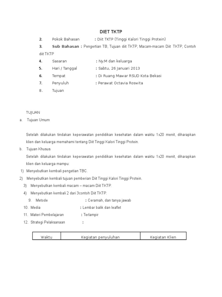 Diet TKTP untuk Keluarga TBC | PDF