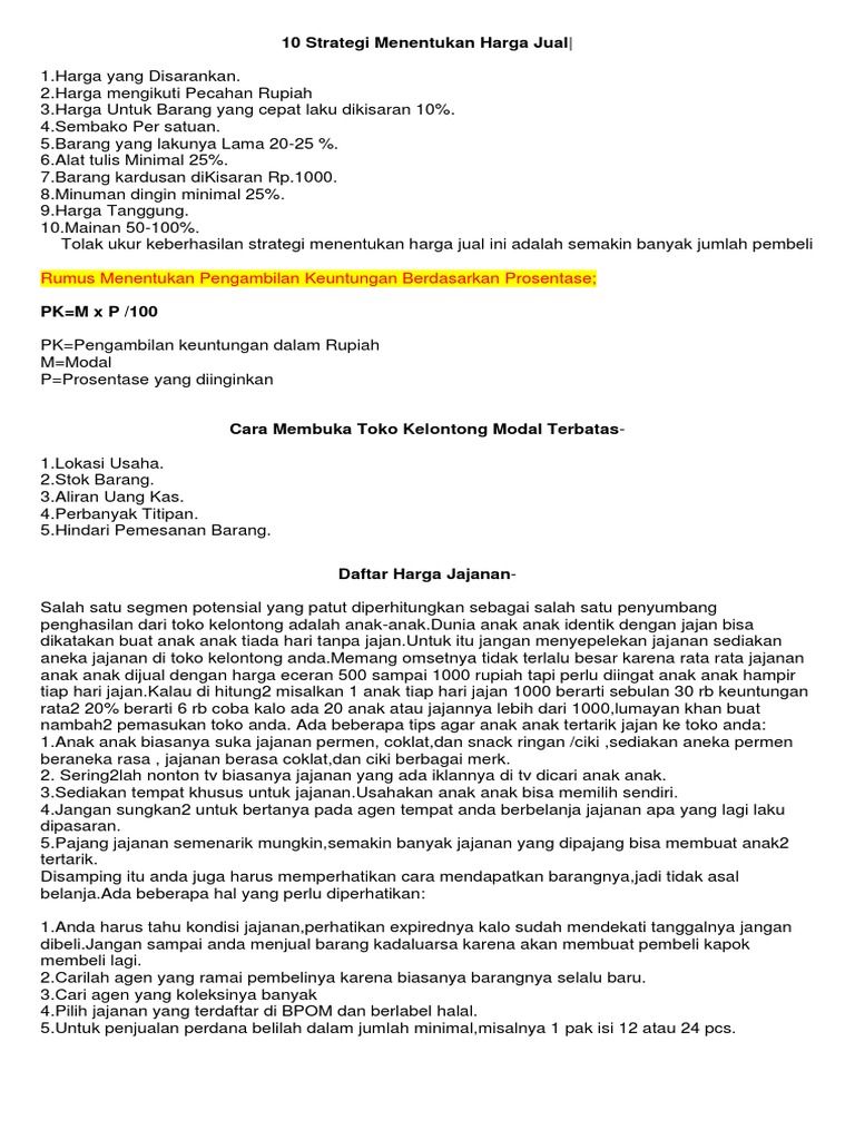 10 Strategi Menentukan Harga Jual