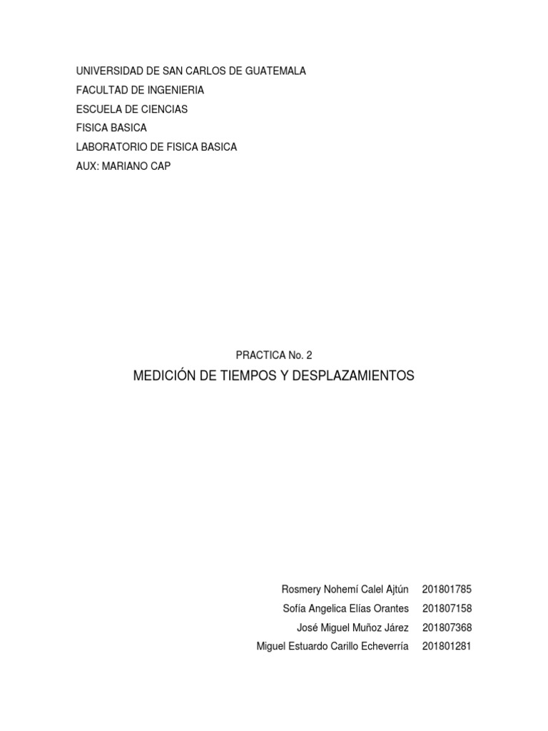 Reporte 2 Fisica Basica Usac Pdf Medición Desviación Estándar