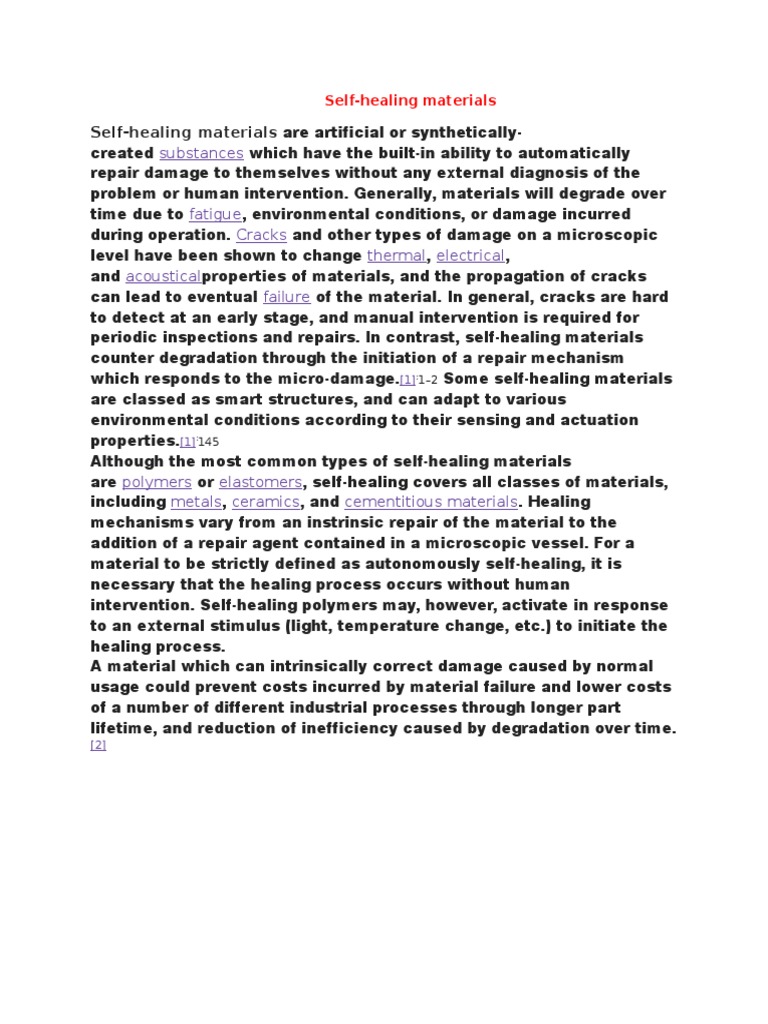 Self Healing Materials | PDF | Technology & Engineering