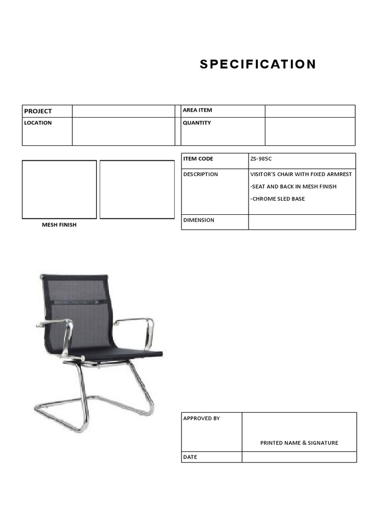 Furniture Specification PDF PDF