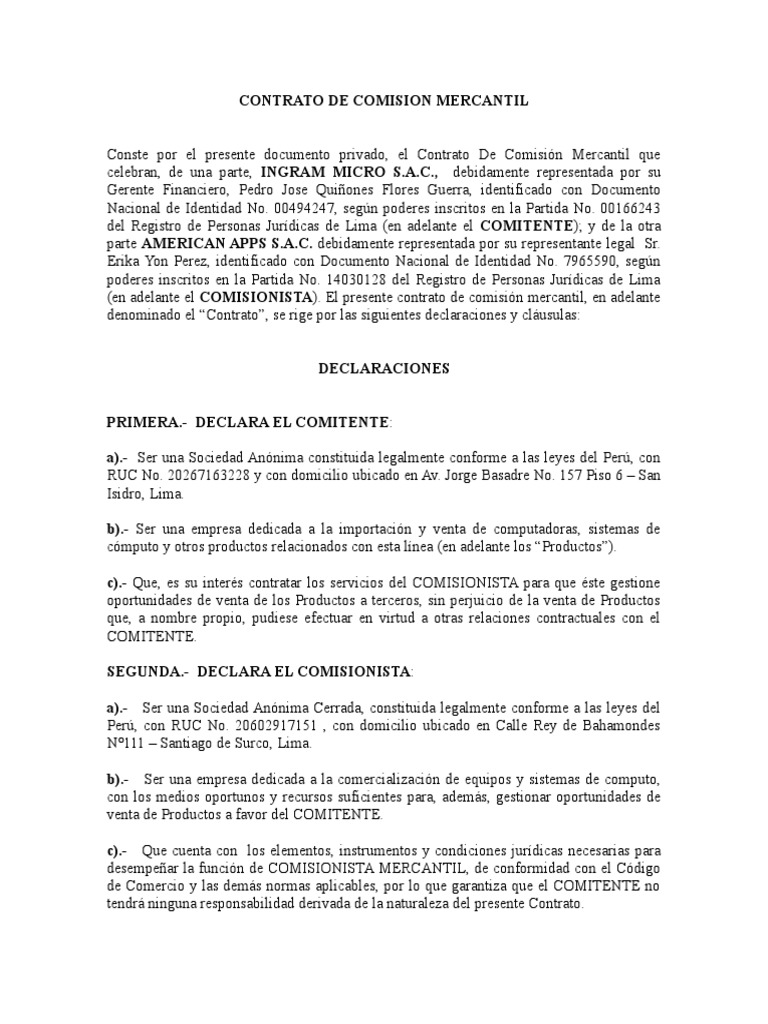 Contrato de Comisión Mercantil PDF Derecho laboral Pensión