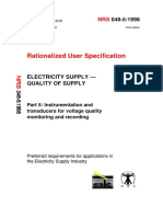 Rationalized User Specification: Part 5: Instrumentation and Transducers For Voltage Quality Monitoring and Recording