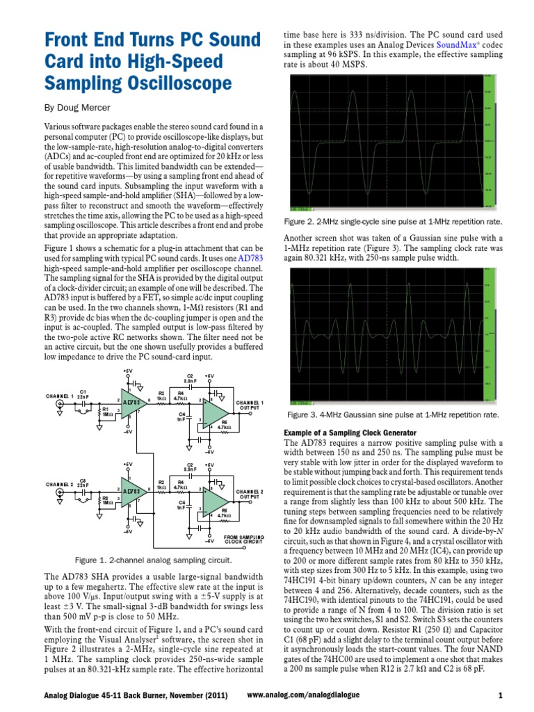 Turning PC Sound Card Into Sampling Oscilloscope PDF | PDF | Sampling ...