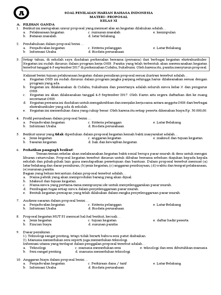 Soal Ph Proposal Kls Xi