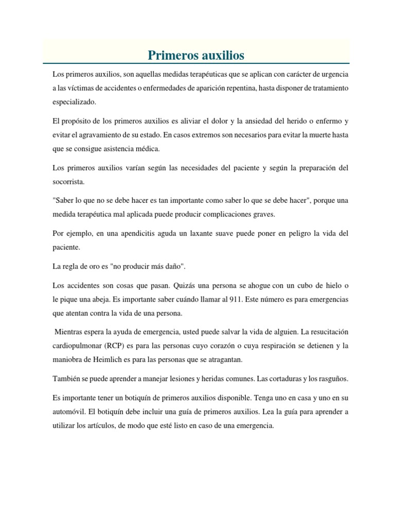 Manual de Primeros Auxilios | PDF | Herida | Primeros auxilios