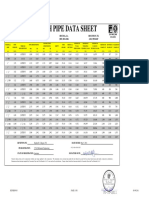 Pipe Data Sheet with Dimensions and Specifications