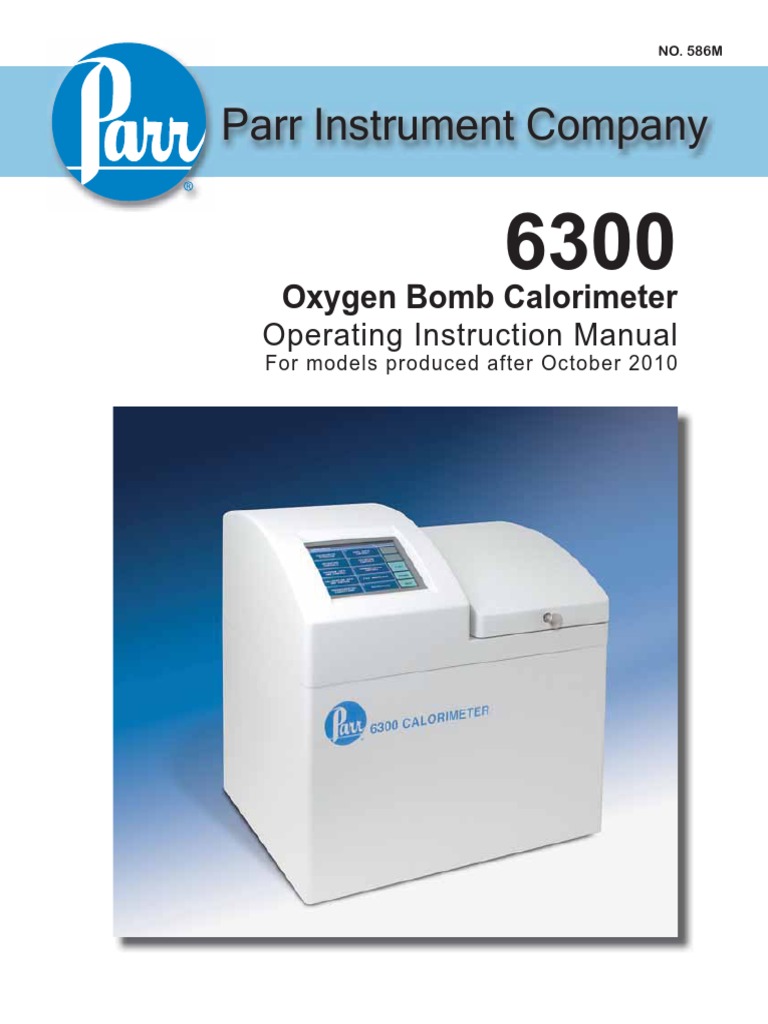 6300 Oxygen Bomb Calorimeter Manual PDF Calorimetry Nut (Hardware)