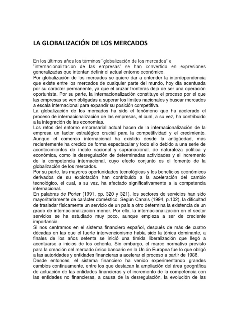 Globalización de Los Mercados | PDF | Globalización | Corporación ...