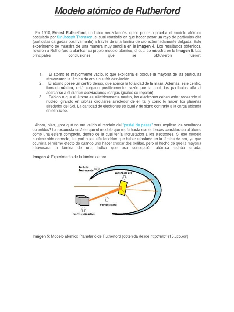 Modelo Atomico de Rutherford | PDF | Núcleo atómico | Átomos