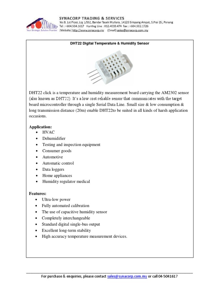 DHT22 Datasheet PDF Sensor Systems Engineering