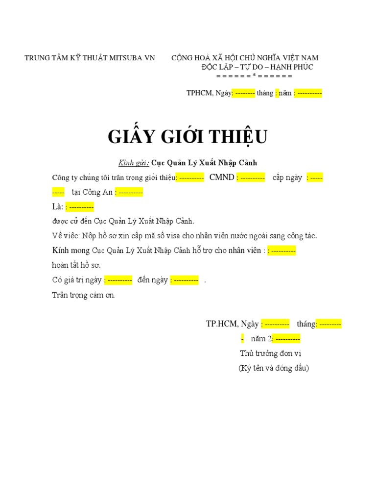 GIẤY GIỚI THIỆU | PDF