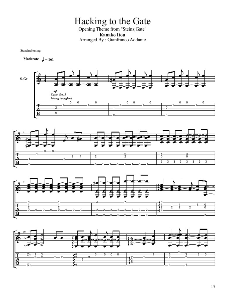 Steins Gate - Hacking To The Gate | PDF | String Instruments | Guitar ...