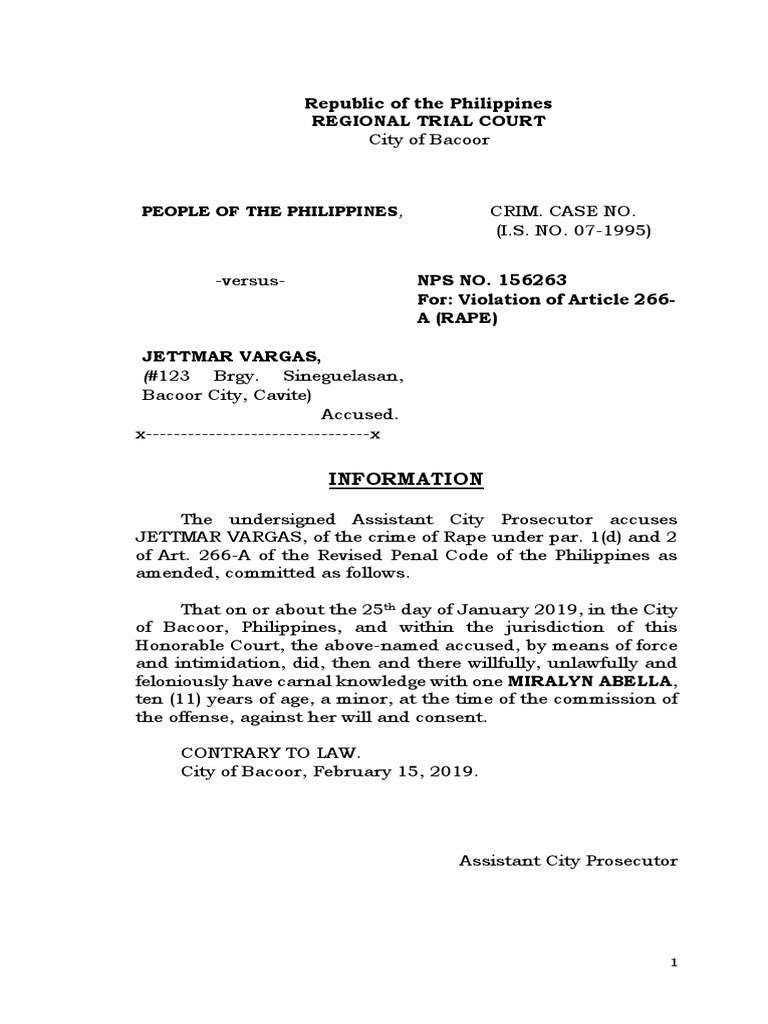 Republic of The Philippines Regional Trial Court:, Crim. Case No | PDF