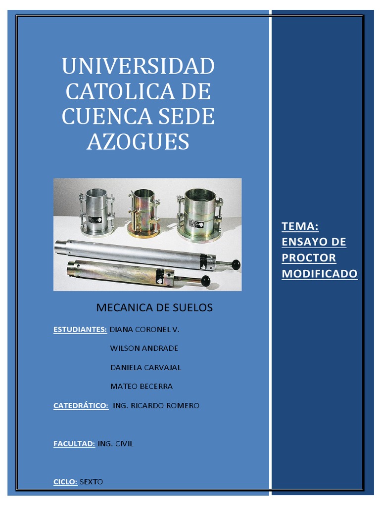 Ensayo de Proctor Estandar y Proctor Modificado PDF Materiales Naturaleza