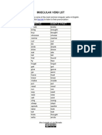 Irregular Verb List Elementary