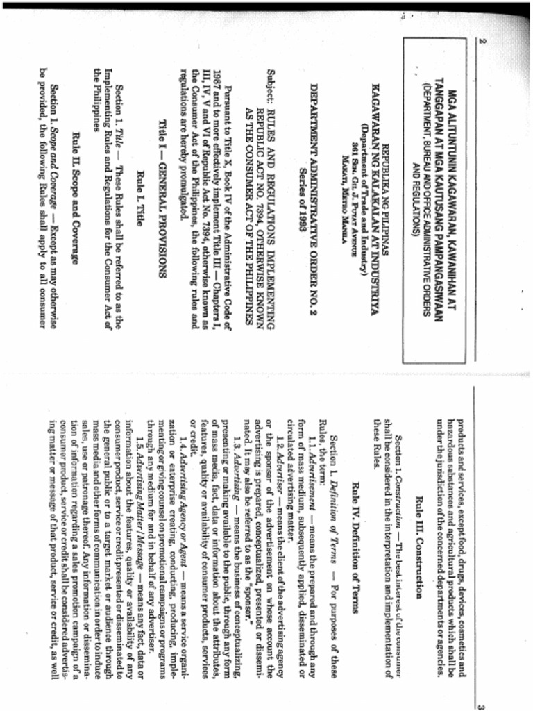 IRR (RA 7394) Consumer Act of The Philippines PDF | PDF