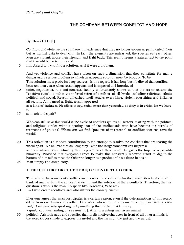 Philosophy of Conflict and Hope PDF Reason Conscience
