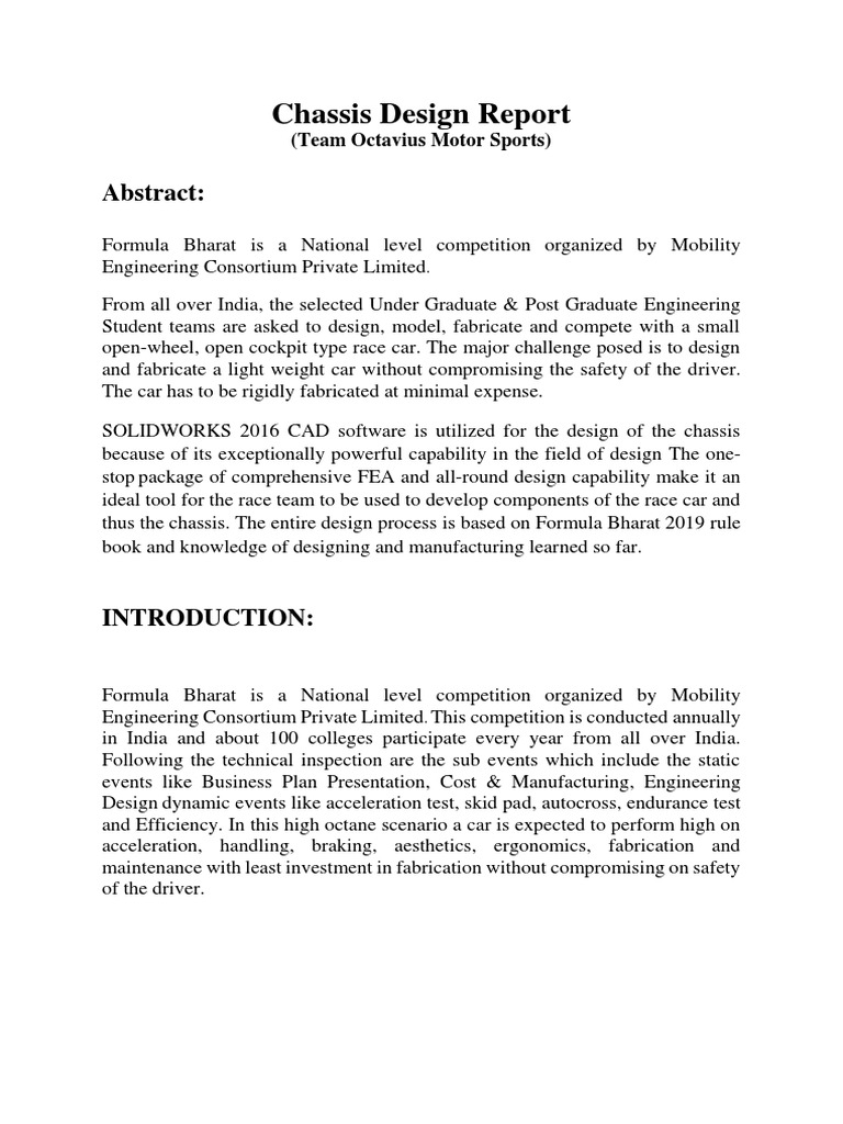 Chassis Design Report PDF PDF Suspension (Vehicle) Car