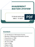 Management Information System: Tushar Dongare Mro2 - It Dept