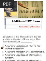 Additional LET Items: Foundations of Education