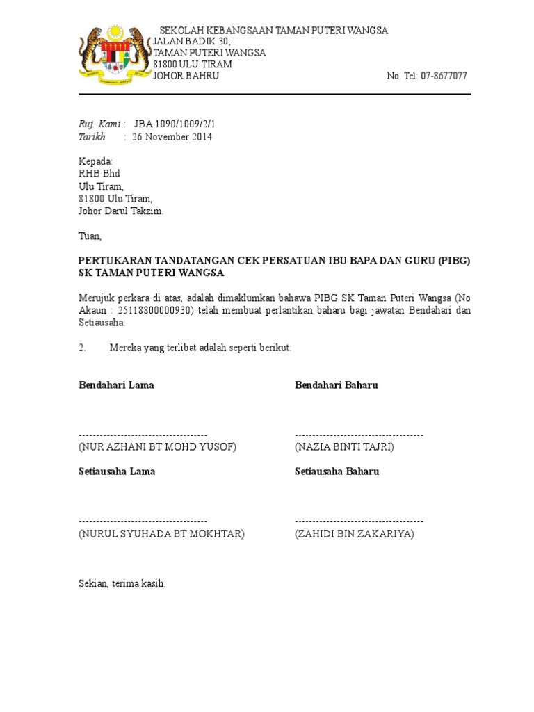 Surat Tukar Tandatangan Bank Rhb Pdf