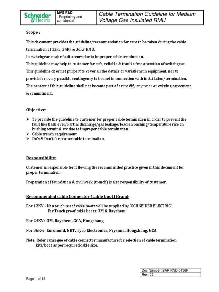 Cable Termination Guidelines for RMU | PDF | Electrical Connector ...