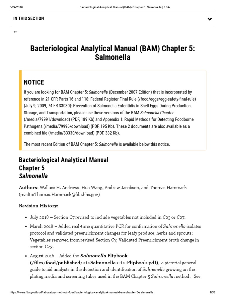 BAM Chapter 5 Salmonella PDF Iodine Egg White