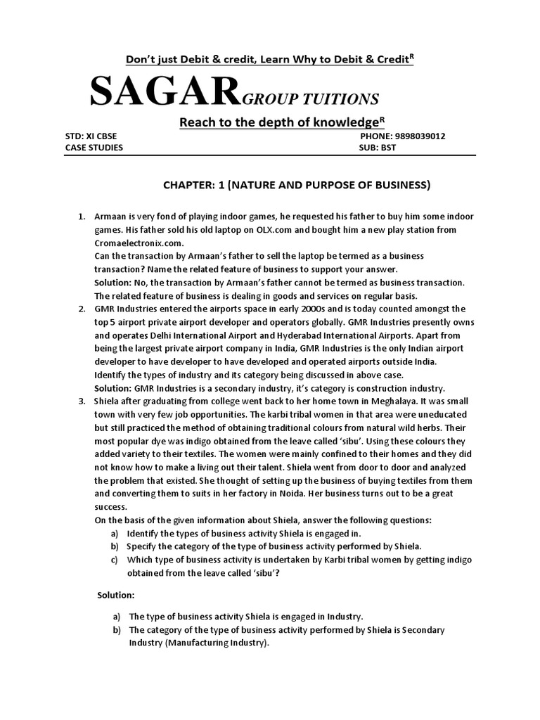 Business studies class 12 chapter 1 case studies picture