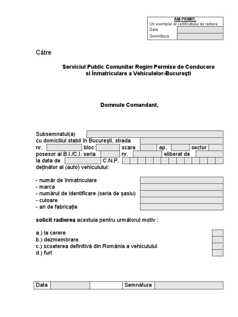Cerere De Radiere Persoana Fizica