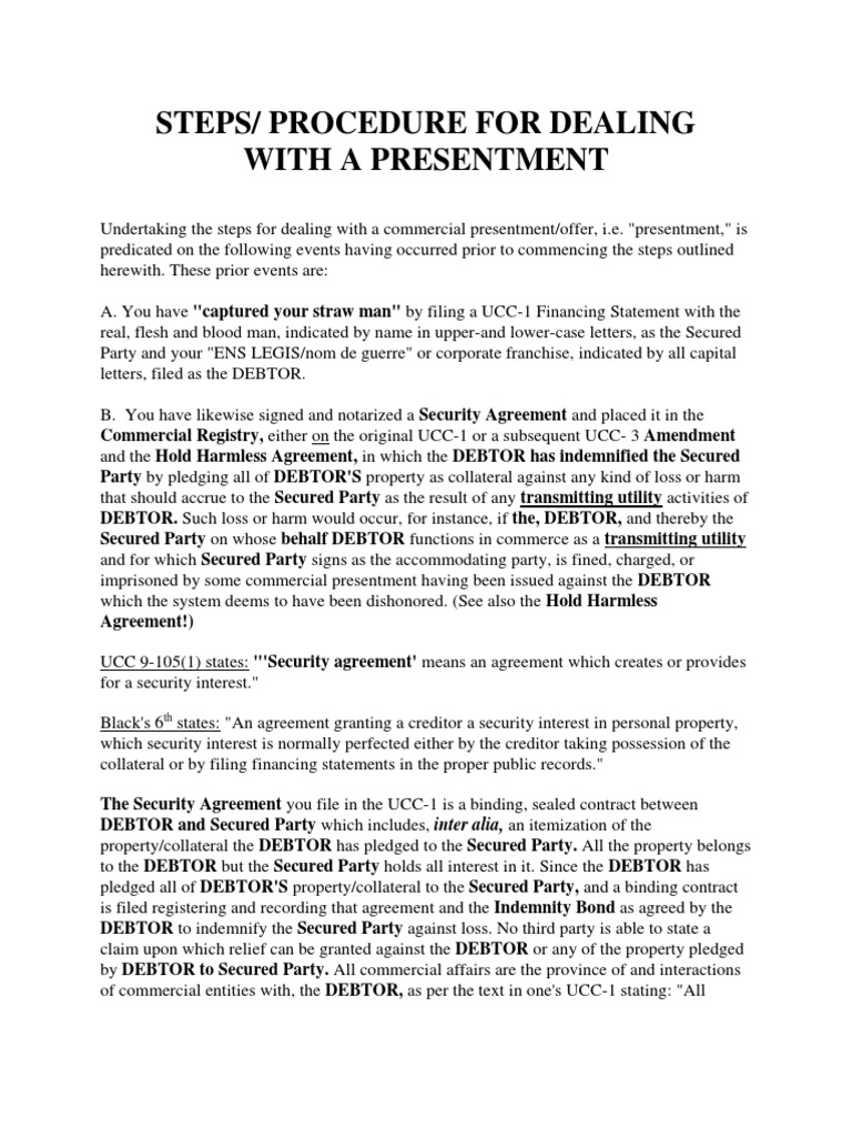 Steps for Handling Presentments | PDF | Security Interest | Uniform ...