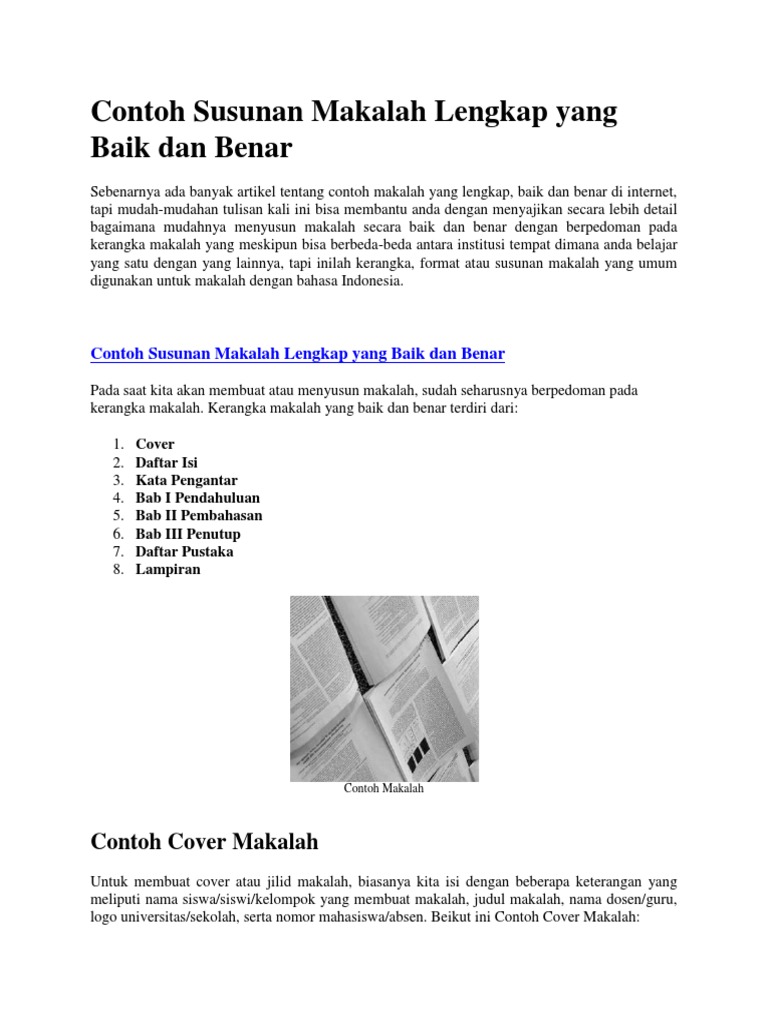 Contoh Susunan Makalah Lengkap Yang Baik Dan Benardocx