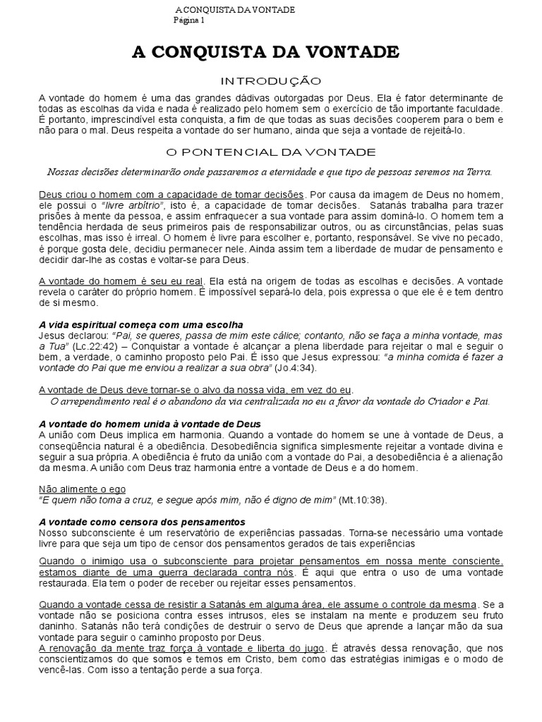 A Importância da Vontade na Liberdade | PDF | Humano | Liberdade
