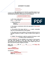 Authority To Lease Template